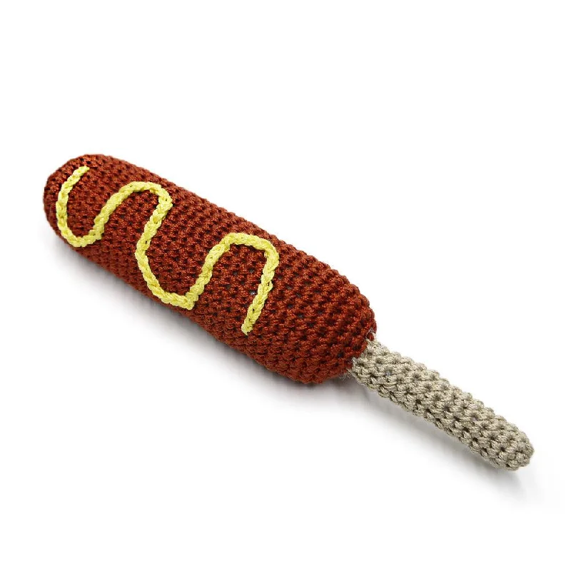 PAWer Squeaky Knit Toy - Hot Dog