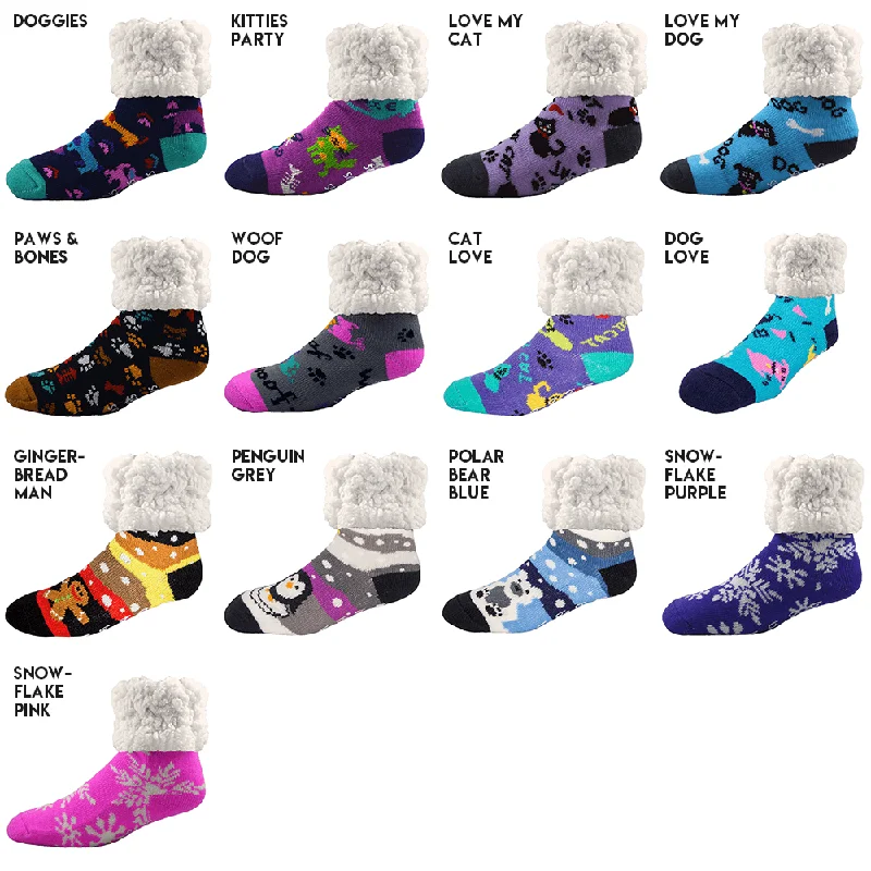 Pudus Adult Slipper Socks - Available in Multiple Designs