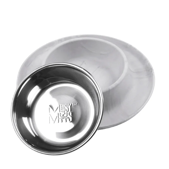 Silicone Single Feeder with Stainless Bowl - Marble