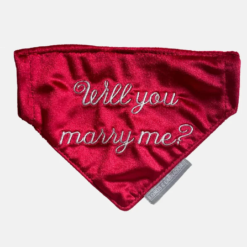 'Will You Marry Me?' Bandana In Cranberry Velvet by Lords & Labradors