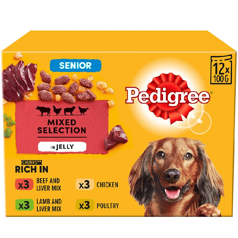 Pedigree | Senior Wet Dog Food Pouches | Variety In Jelly - 12 x 100g