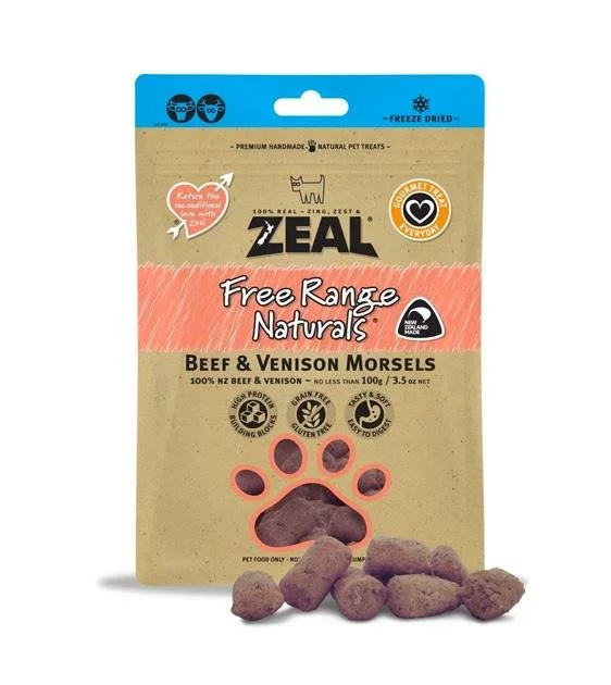 Zeal Free Range Freeze Dried Dog Treats (Beef & Venison Morsels)