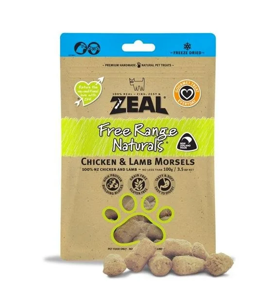 Zeal Free Range Freeze Dried Cat and Dog Treats (Chicken & Lamb Morsels)