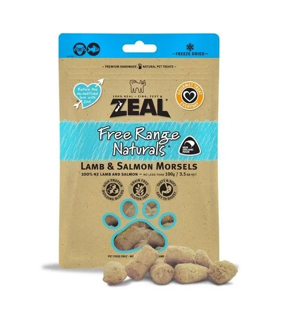 Zeal Free Range Freeze Dried Cat and Dog Treats (Lamb & Salmon Morsels)