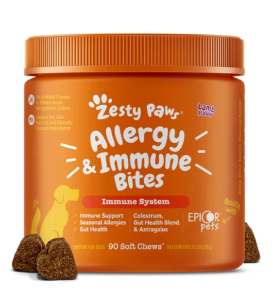 Zesty Paws Allergy & Immune Bites Immune System Supplements for Dogs (Lamb Flavour)